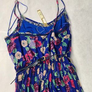 Lauren Conrad Blue Lace Inset Pleated Midi Dress M